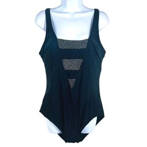Christina Black White One Piece Swimsuit Size 16D Bathing‎ Suit Beach Vacation
